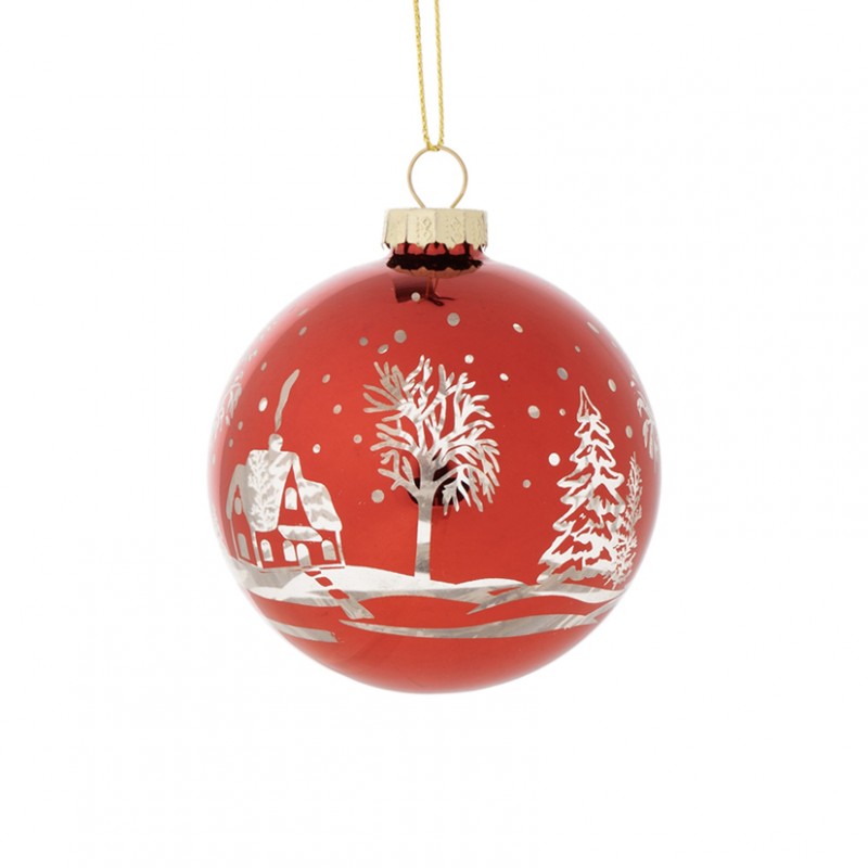 Sfera vetro dec. albero d12cm - rosso