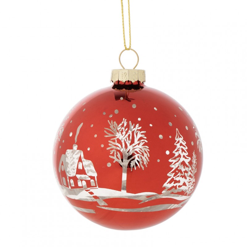 Sfera vetro dec. albero d15cm - rosso