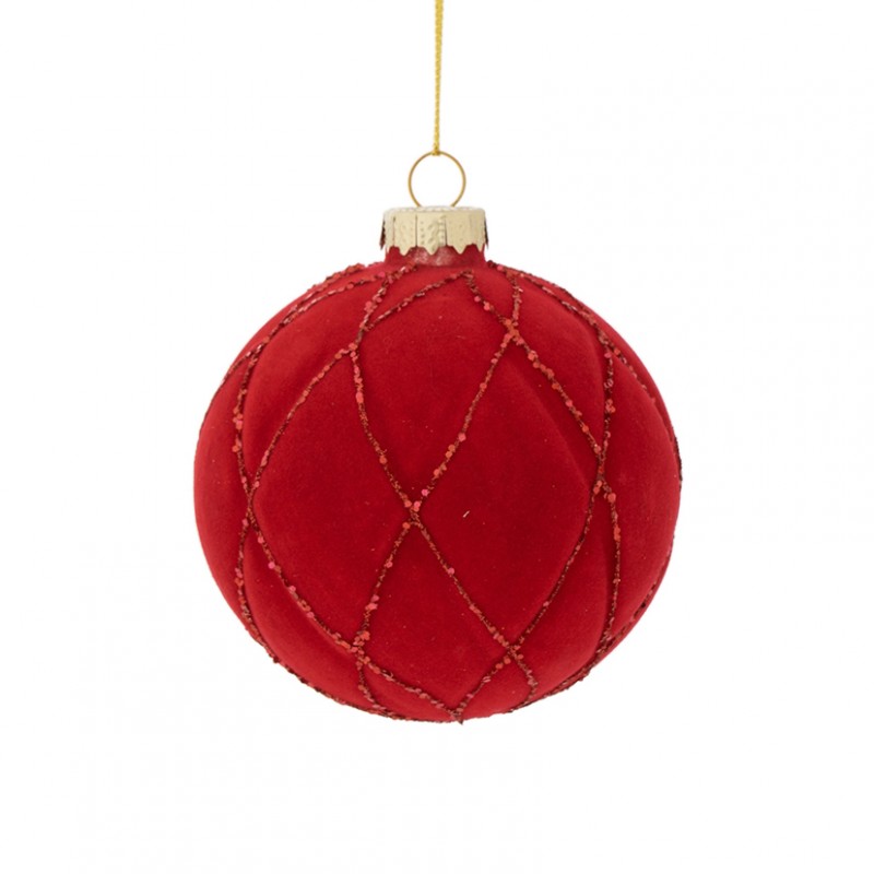 Sfera vetro flocc. d8cm - rosso