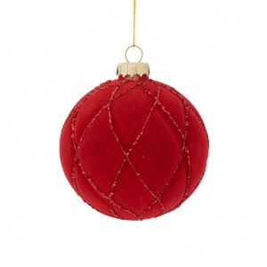 SFERA VETRO FLOCC. D8cm - rosso