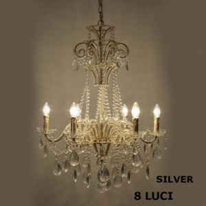 LAMPADARIO 8LUCI D78 H98 cm-trasp/silver