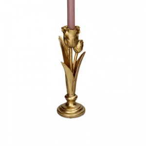 CANDELABRO FIORE POLIRES. H27,5 - gold