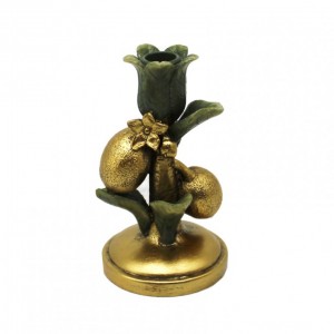 CANDELABRO FIORE POLIRES. H17,5 - gold