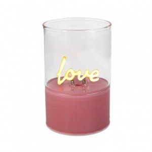 VETRO C/SCRITTA LOVE LED D6,5 H10 - pink