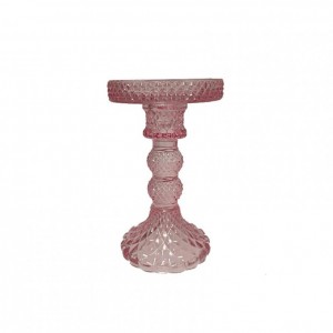 CANDELABRO VETRO D8,8 H14,3 - rosa