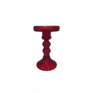 CANDELABRO VETRO D8,8 H14,3 - rosso