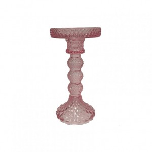 CANDELABRO VETRO D8,8 H16,7 - rosa