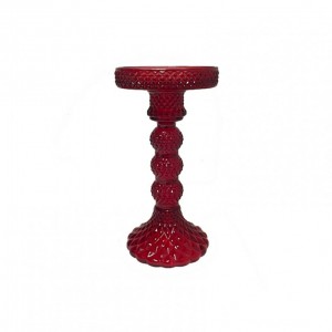 CANDELABRO VETRO D8,8 H16,7 - rosso