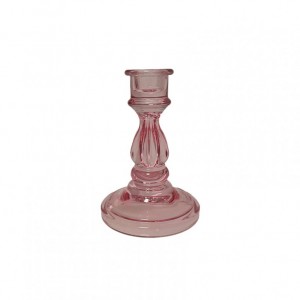 CANDELABRO VETRO D10 H14 - rosa