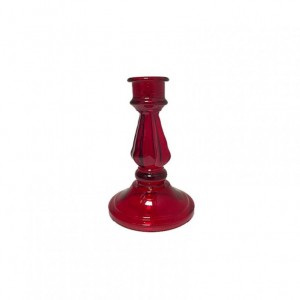 CANDELABRO VETRO D10 H14 - rosso