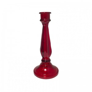 CANDELABRO VETRO D10 H23 - rosso