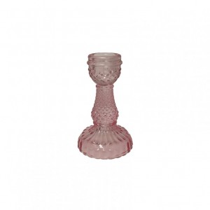 CANDELABRO VETRO D6,5 H10,5 - rosa