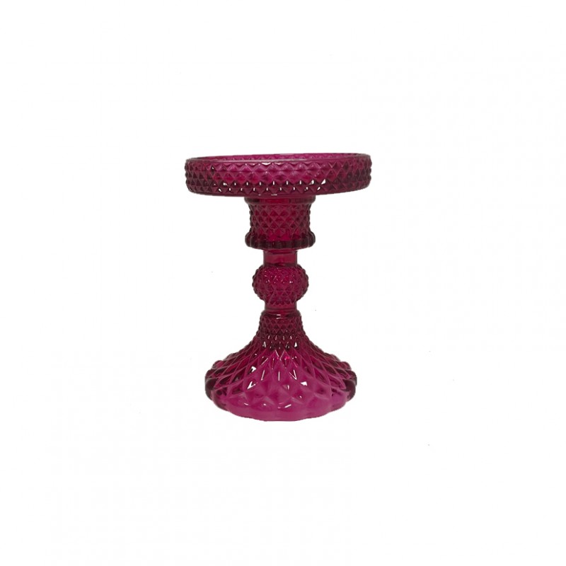 Candelabro vetro d8,8 h11,8 - fucsia