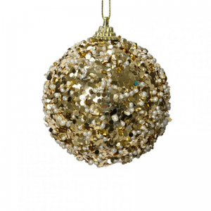 SFERA PERLE/PAILLETTES D8cm - lt. gold