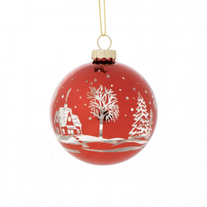 SFERA VETRO DEC. ALBERO D12cm - rosso