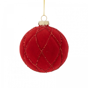 SFERA VETRO FLOCC. D8cm - rosso