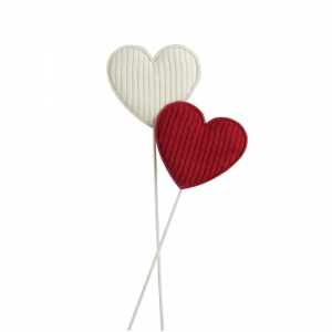 CUORE PICK 5,5x6,3cm 16pz - crema/rosso