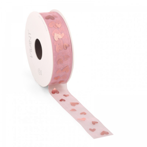 N/ORGANZA HEARTS 25mm 20mt - rose gold