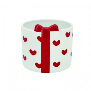 VASO CERAMICA C/CUORI D10 H9 - bianco