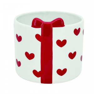 VASO CERAMICA C/CUORI D13 H12,5 - bianco