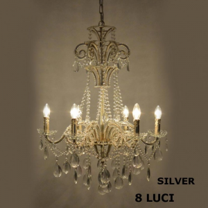 LAMPADARIO 8LUCI D78 H98 cm-trasp/silver