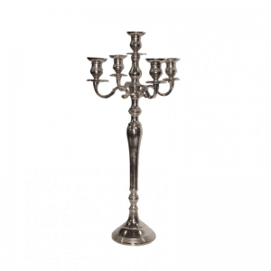 CANDELABRO ALLUM.RAW NICKEL H80CM-5fuoch