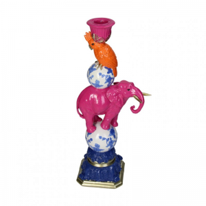 CANDELABRO ELEFANTE POLIRES. H30 - pink