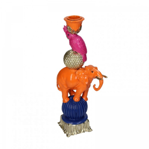 CANDELABRO ELEFANTE POLIRES. H26 -orange