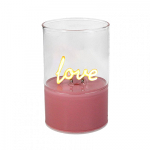 VETRO C/SCRITTA LOVE LED D6,5 H10 - pink