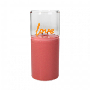 VETRO C/SCRITTA LOVE LED D6,5 H15 -peach