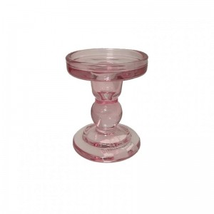 CANDELABRO VETRO D8,5 H10,8 - rosa